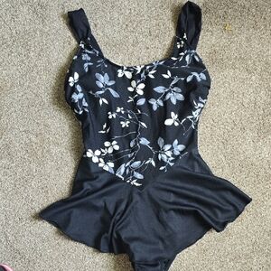 Floral Black One-Piece Swimsuit
